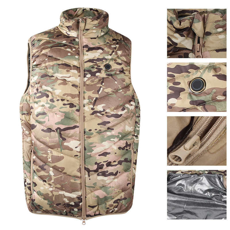 Doudoune sans manche chauffante de chasse camouflage militaire pour homme