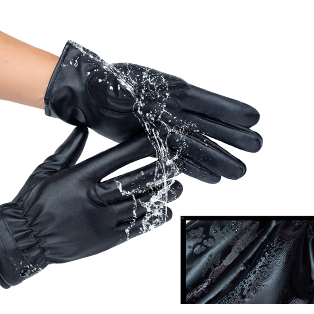 Gants chauffant en cuir PU pour femme