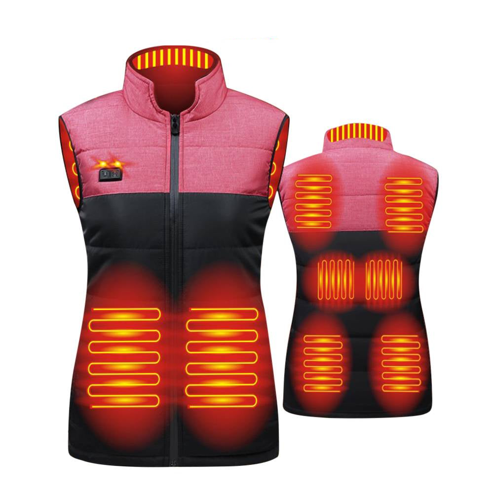 Gilet chauffant rose et noir pour femme