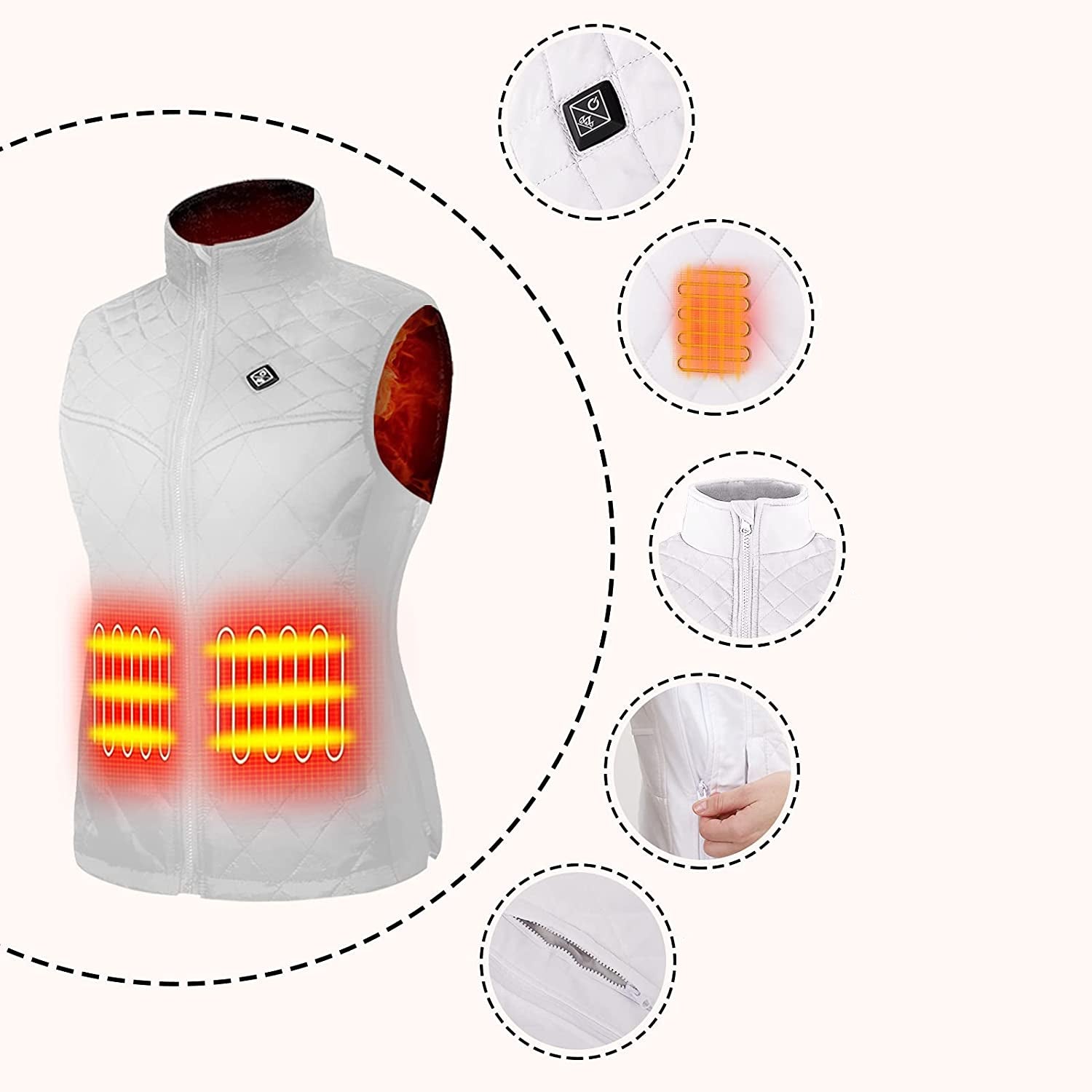 Gilet sans manches chauffant pour femme