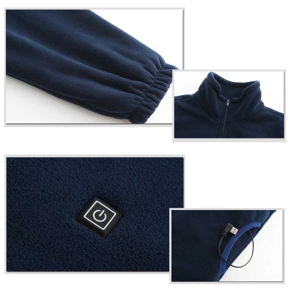 Pull chauffant électrique en polaire à zip