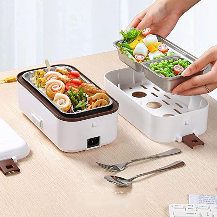 Bento chauffant blanc deux niveaux