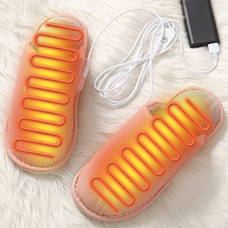Chaussons chauffants USB roses pour femmes