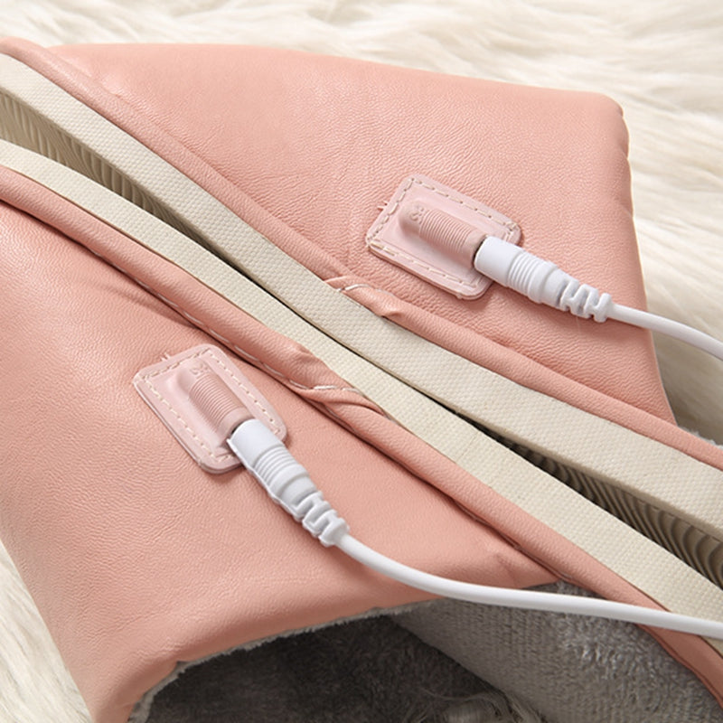 Chaussons chauffants USB roses pour femmes