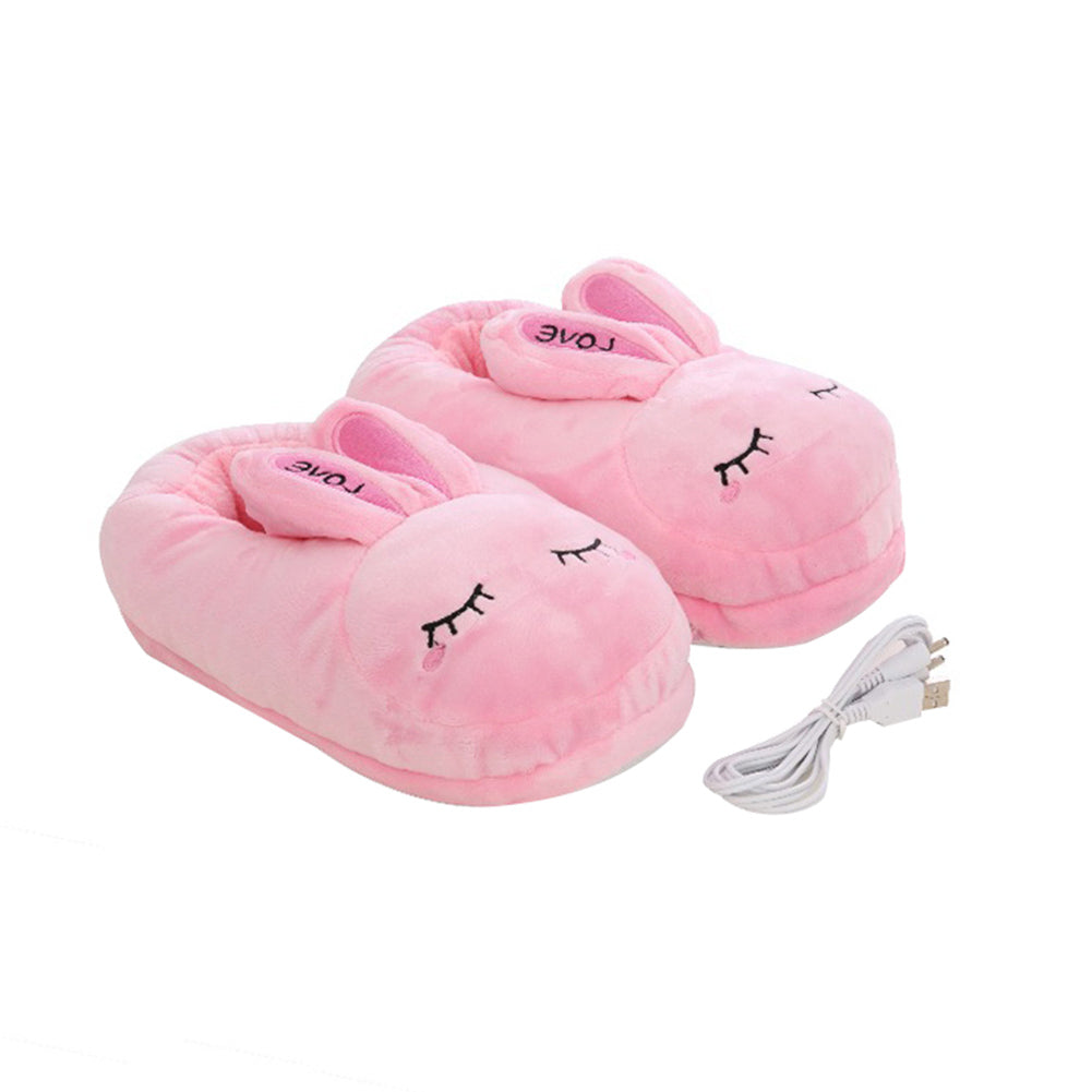 Chaussons chauffants USB lapins roses