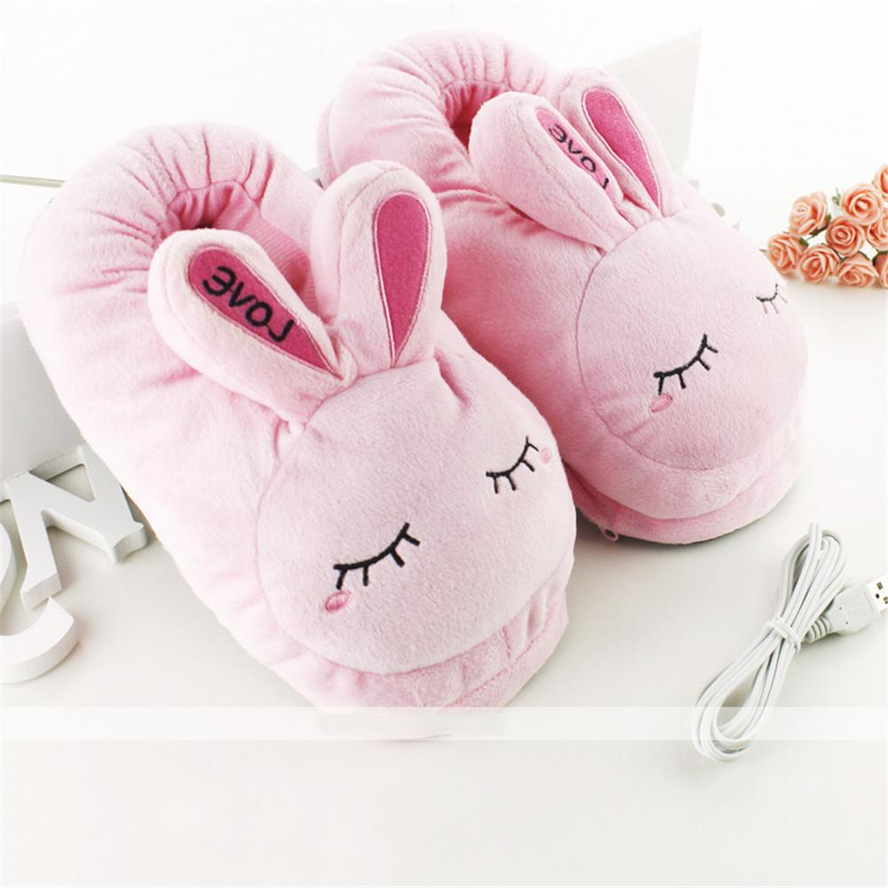 Chaussons chauffants USB lapins roses