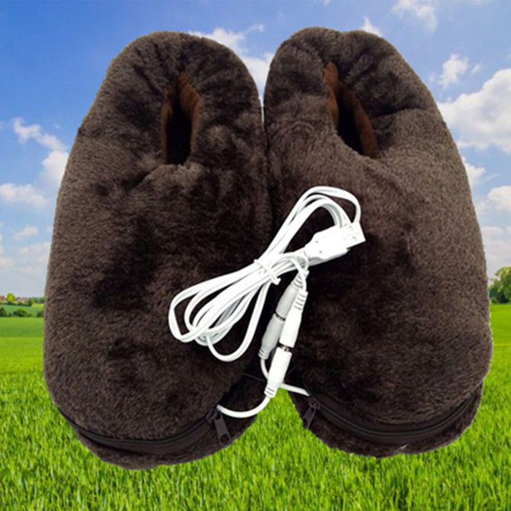 Chaussons chauffants en peluche