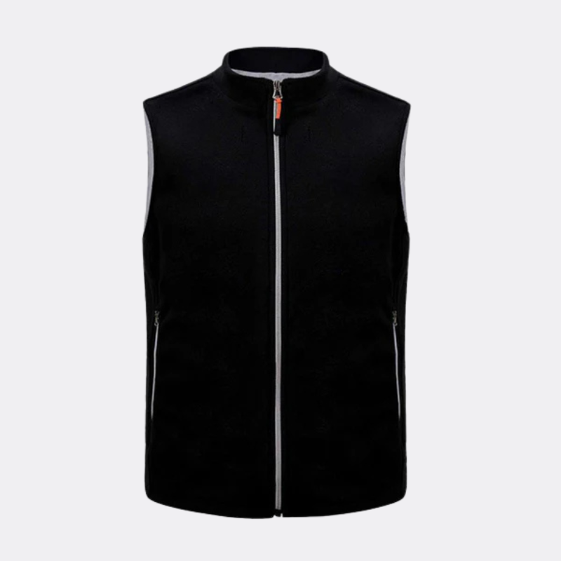 Gilet chauffant en polaire noire pour homme