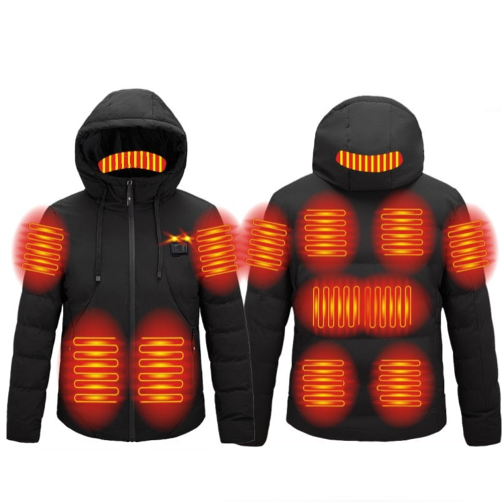 Blouson chauffant épais 11 zones de chauffe et double contrôle Vêtement-chauffant.com Noir M 