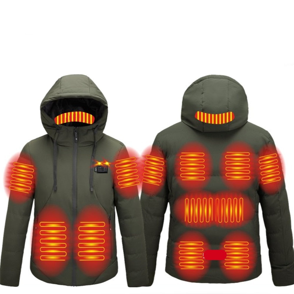 Blouson chauffant épais 11 zones de chauffe et double contrôle Vêtement-chauffant.com Vert M 