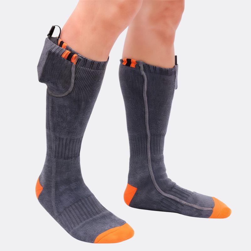 Chaussettes chauffantes grises et oranges pour homme