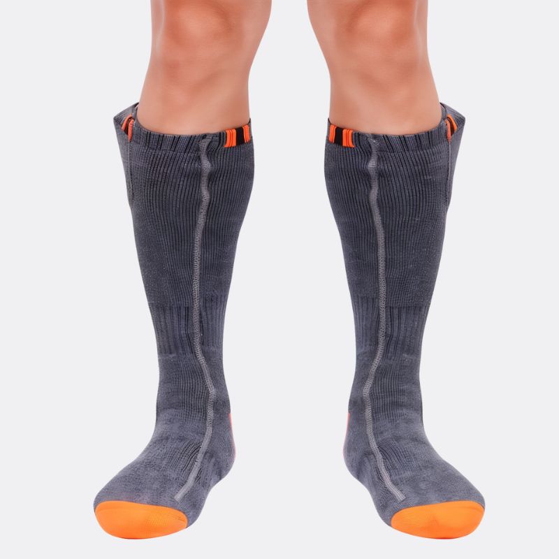 Chaussettes chauffantes grises et oranges pour homme