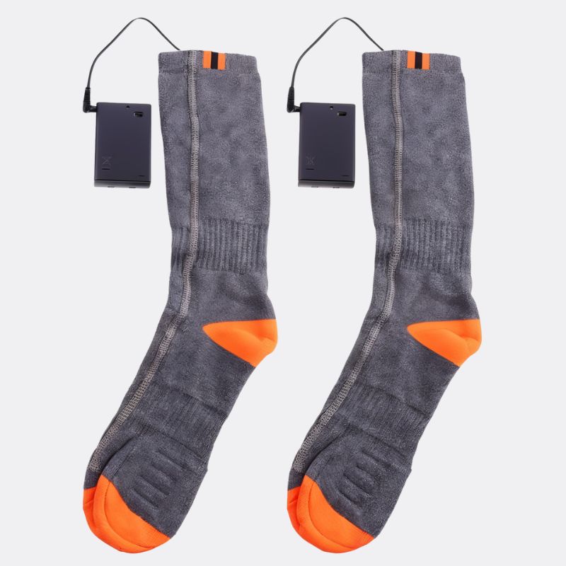 Chaussettes chauffantes grises et oranges pour homme