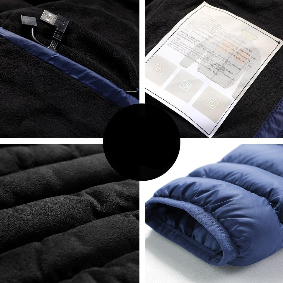 Doudoune chauffante bleue en polaire