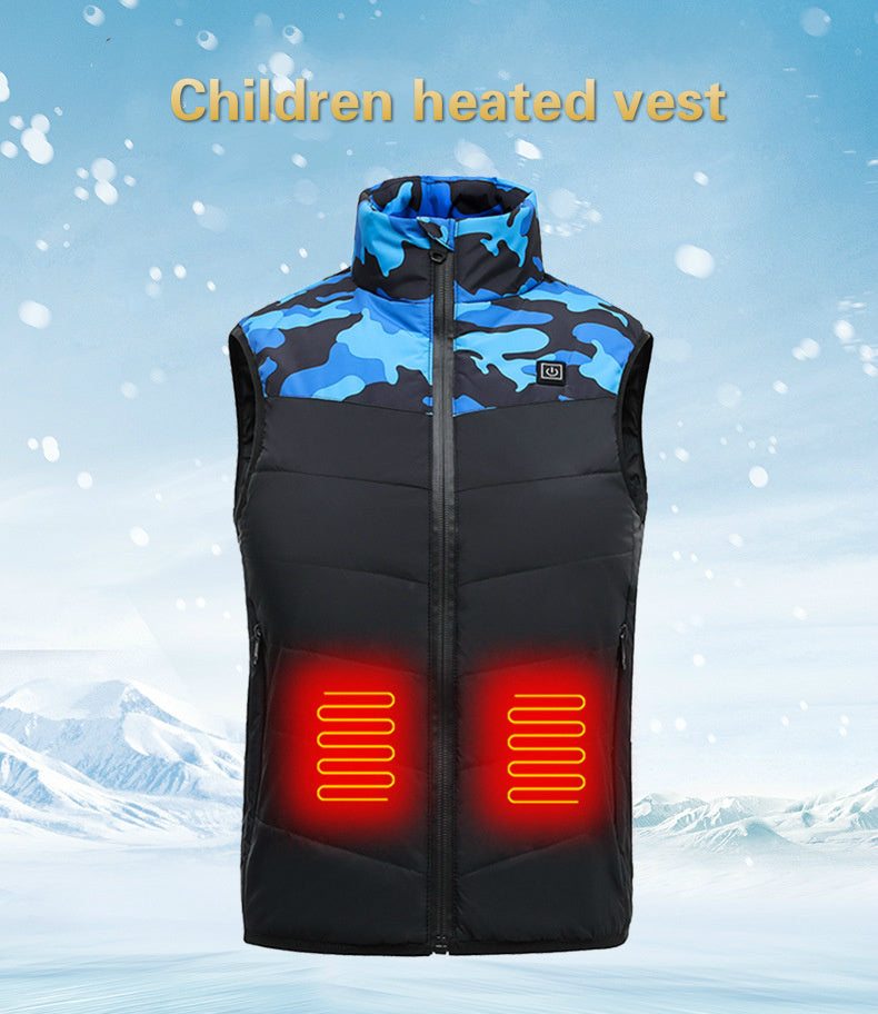 Gilet Chauffant Enfant Camouflage Bleue