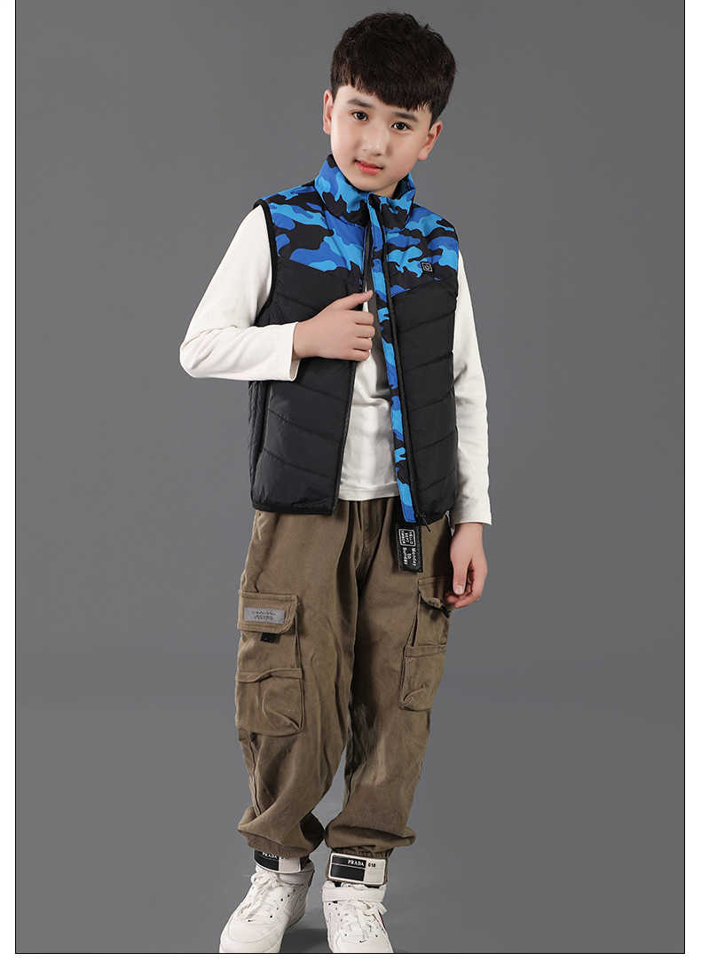 Gilet Chauffant Enfant Camouflage Bleue