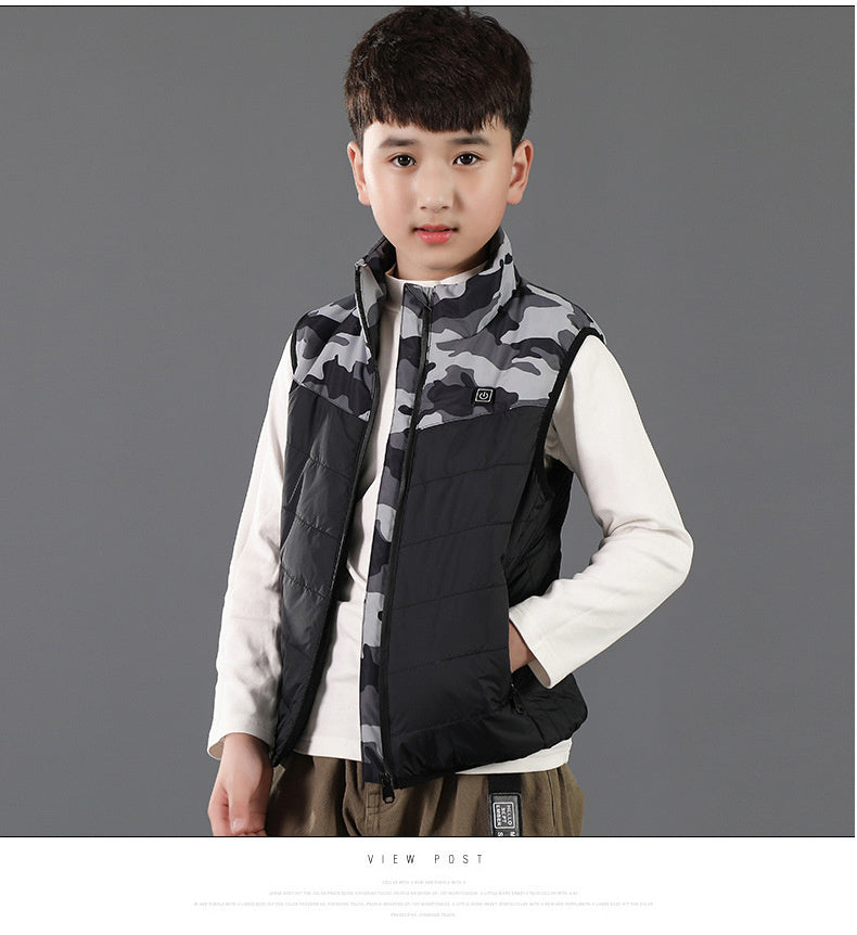 Gilet Chauffant Enfant Camouflage Gris